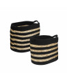 2 cestos rectangulares rayas bicolor - Negro