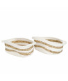 2 cestas blancas ovaladas rayas asas