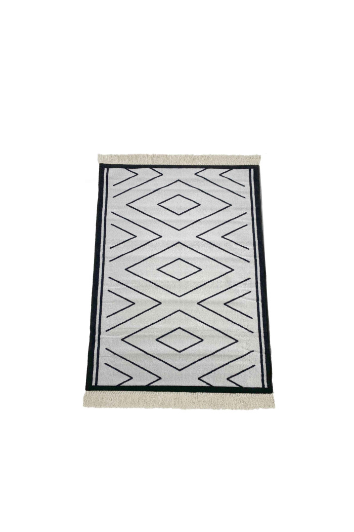 Alfombra zig zag con flecos antideslizante 140x100 cm