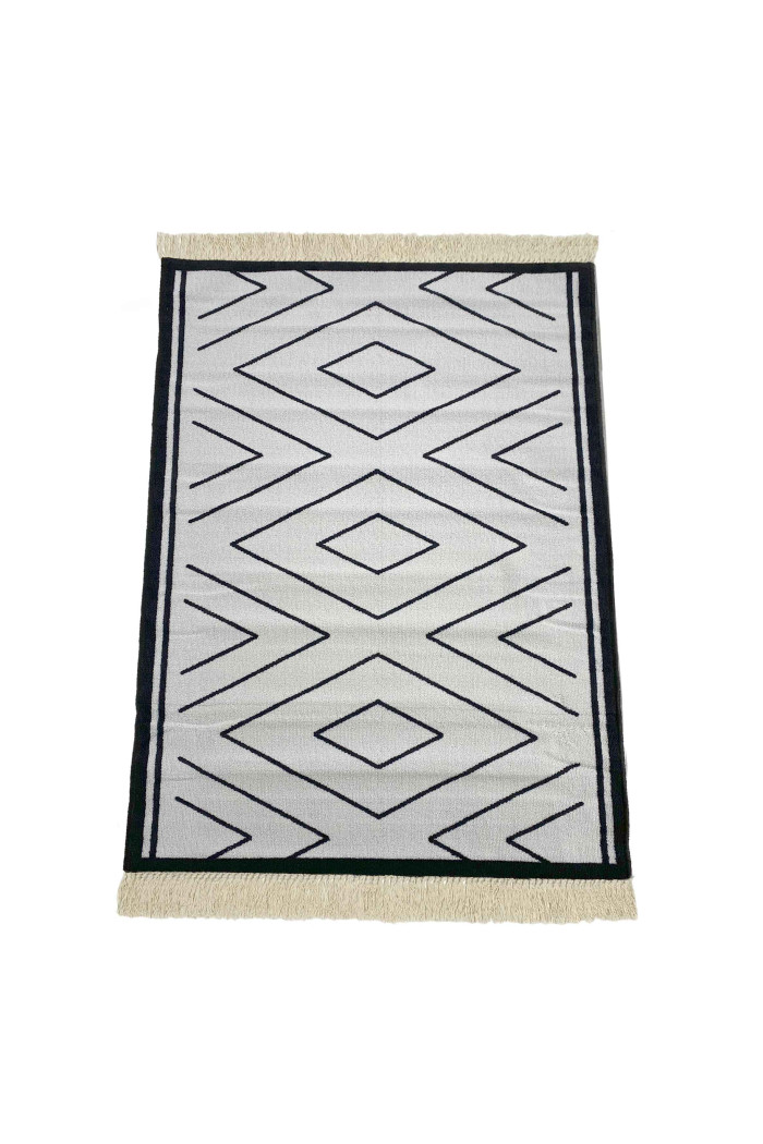 Alfombra zig zag con flecos antideslizante 200x150 cm