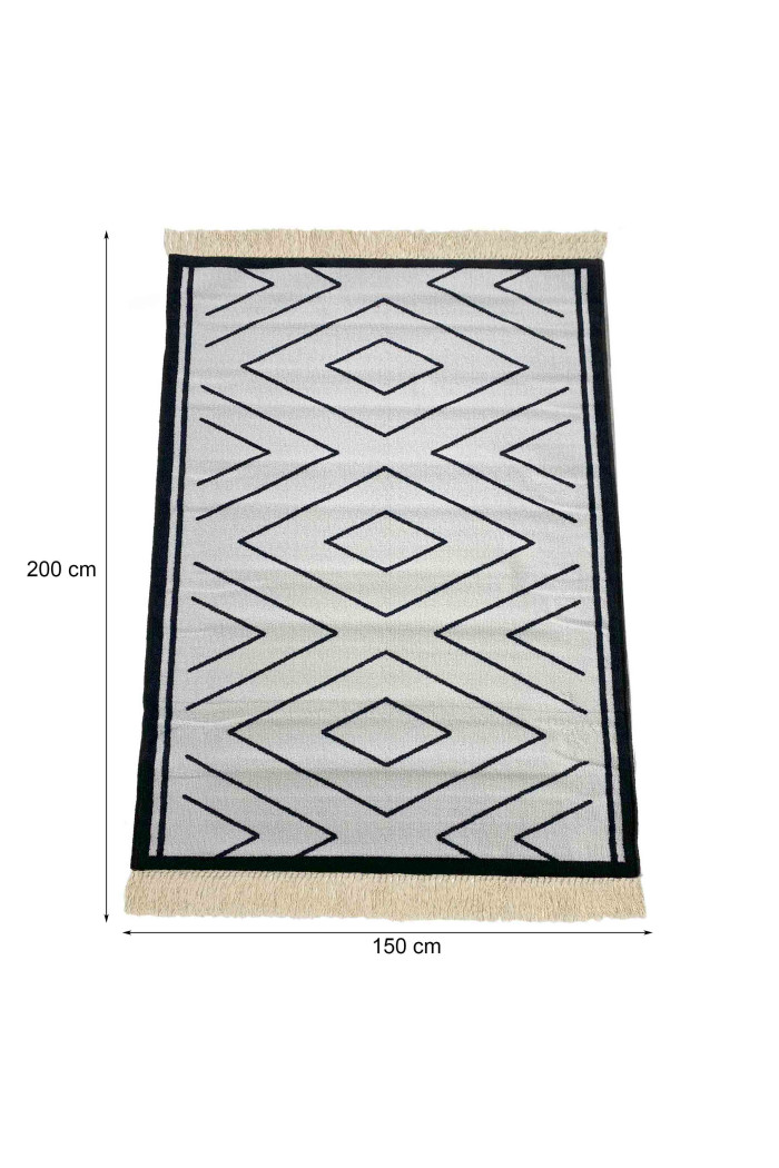 Alfombra zig zag con flecos antideslizante 200x150 cm