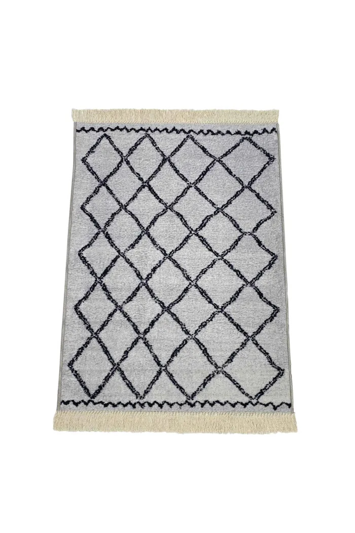 Alfombra rombos con flecos antideslizante 200x150 cm
