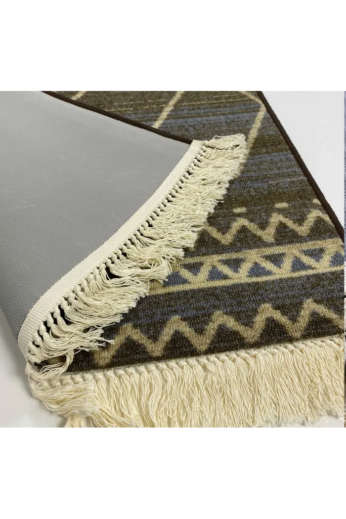 Alfombra vintage flecos antideslizante 140x100 cm - Marrón