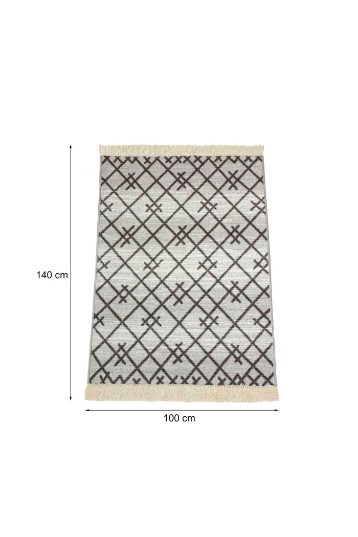 Alfombra vintage flecos antideslizante 140x100 cm - Gris