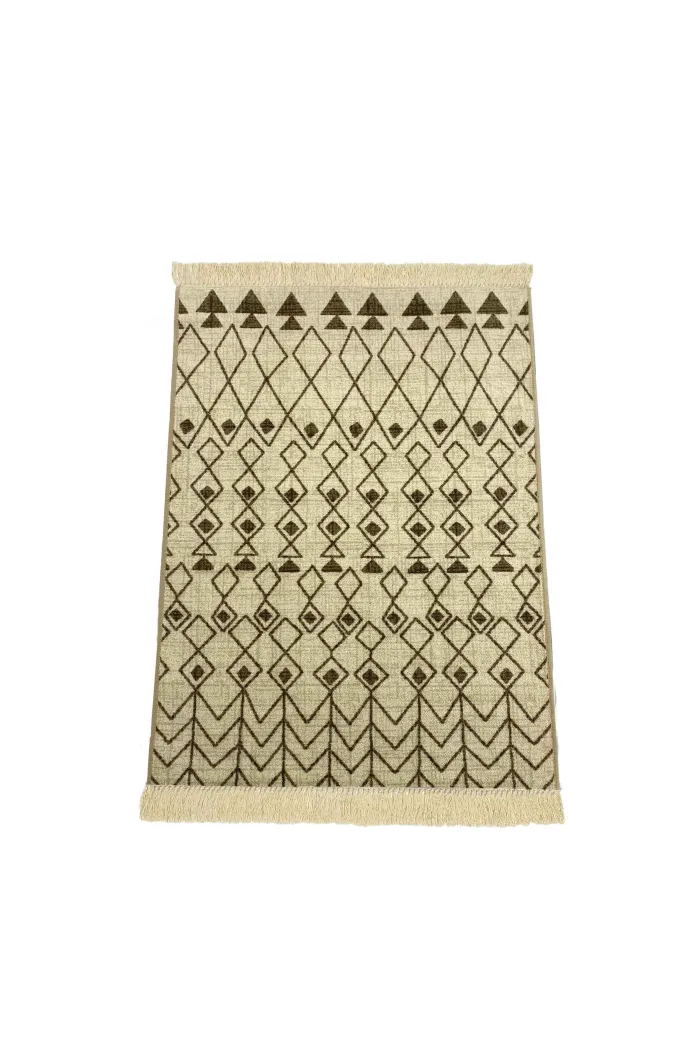 Alfombra vintage flecos antideslizante 180x133 cm - Natural