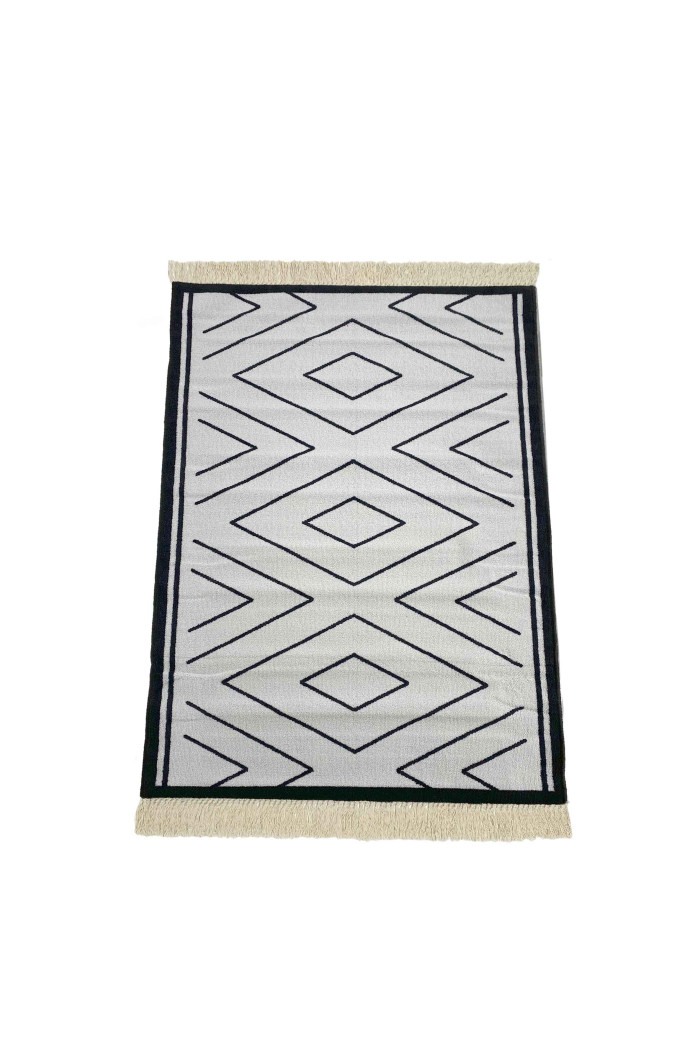 Alfombra zig zag con flecos antideslizante 180x133 cm