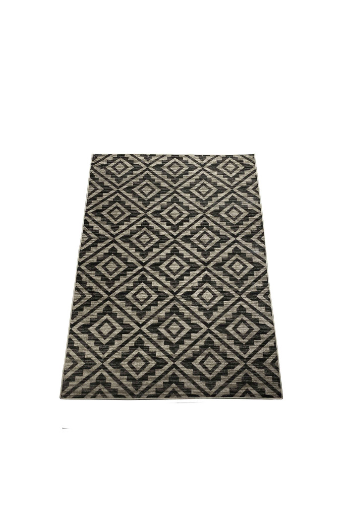 Alfombra chenilla (180x120 cm) rombos negro