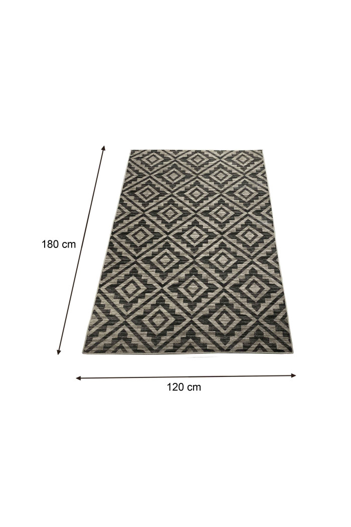 Alfombra chenilla (180x120 cm) rombos negro