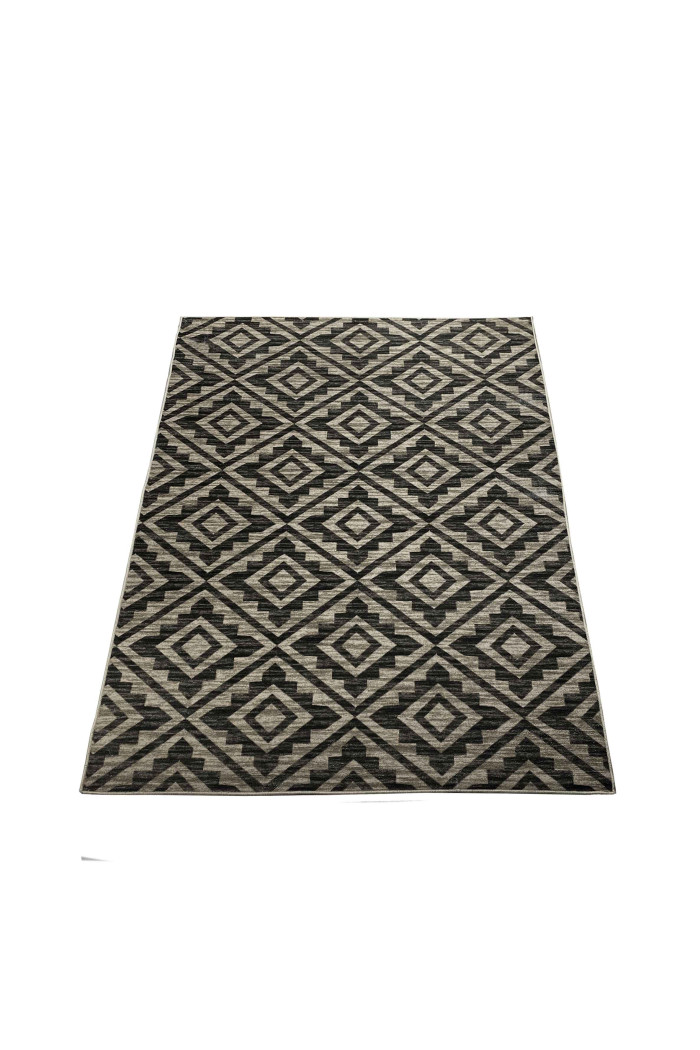 Alfombra chenilla (200x140 cm) rombos negro