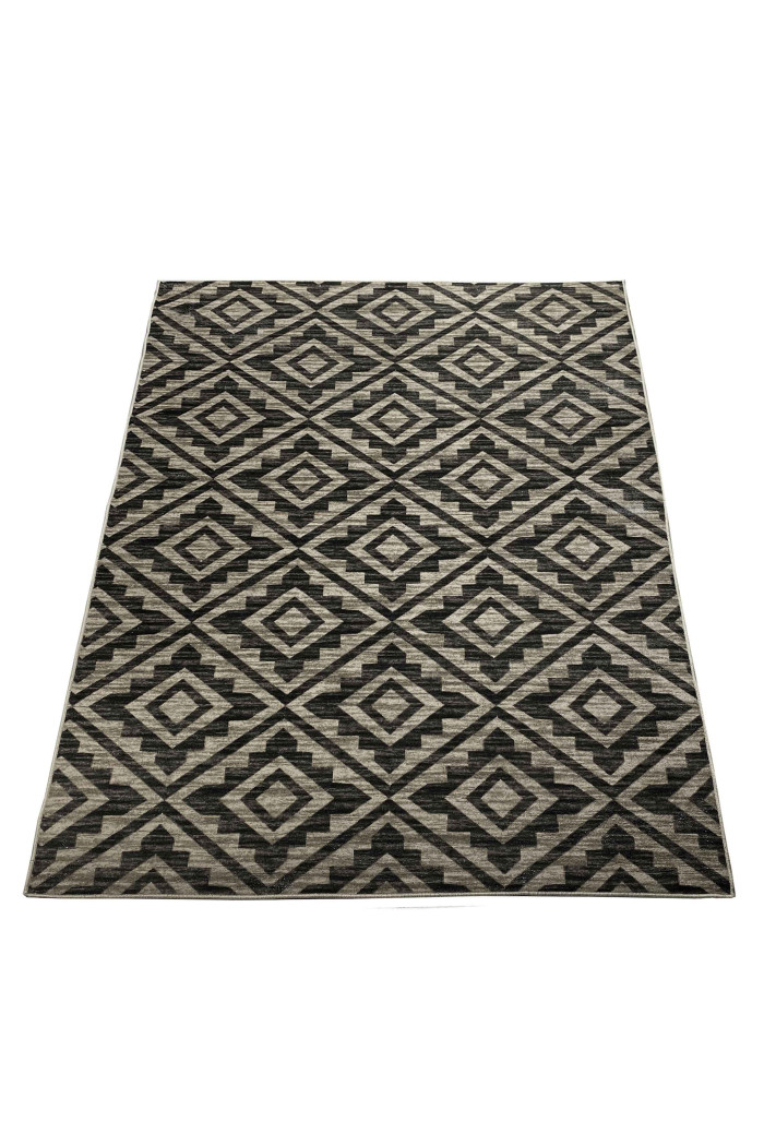 Alfombra chenilla (230x160 cm) rombos negro