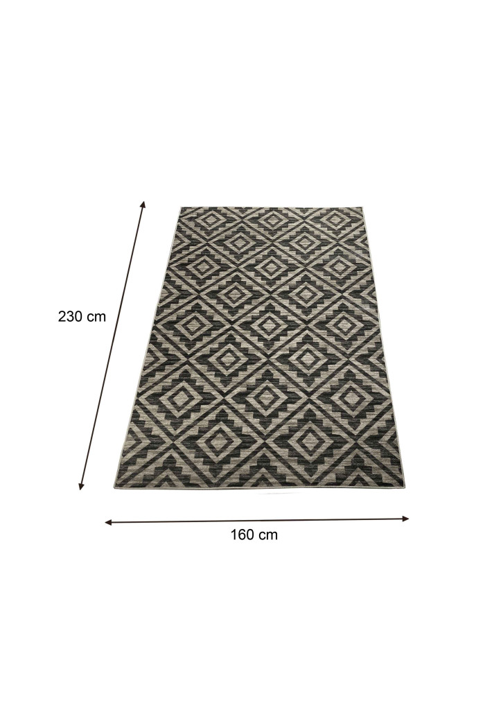 Alfombra chenilla (230x160 cm) rombos negro