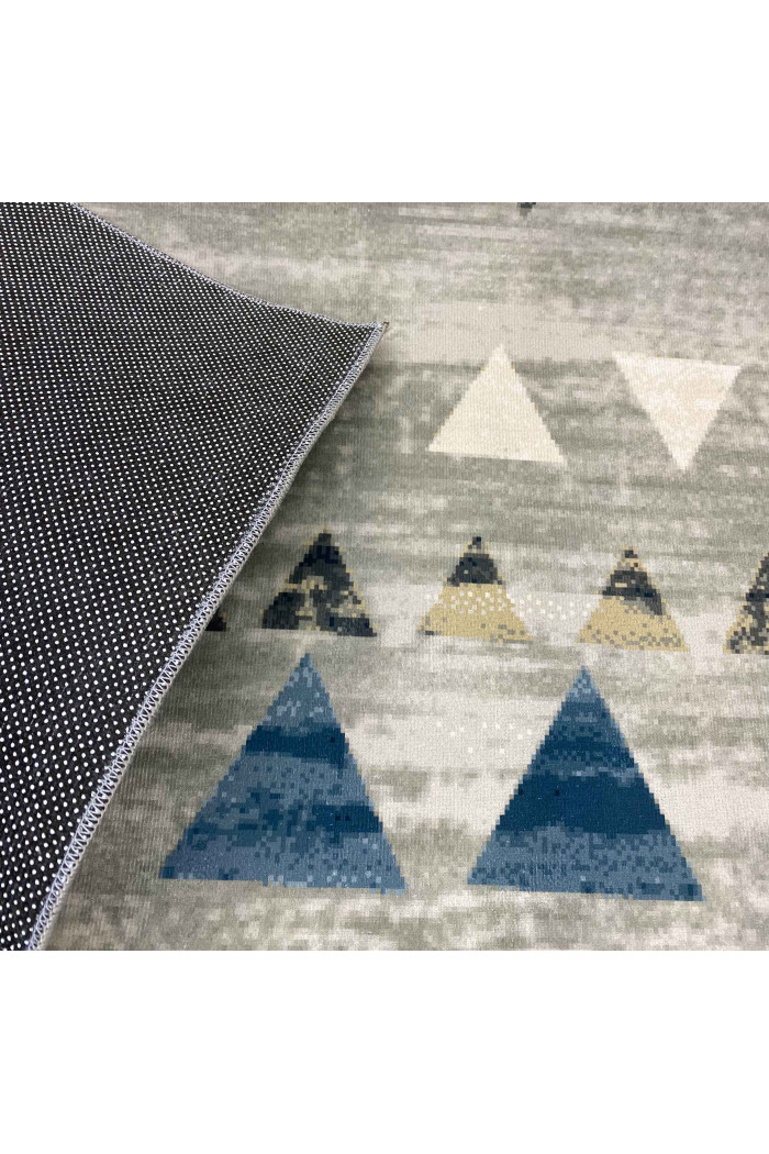 Alfombra microfibra (180x120 cm) triangles - azul