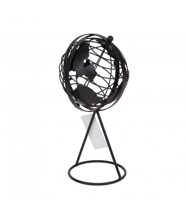 Figura decorativa globo terráqueo negro