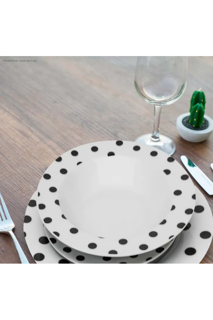 Vajilla porcelana 18 piezas puntos