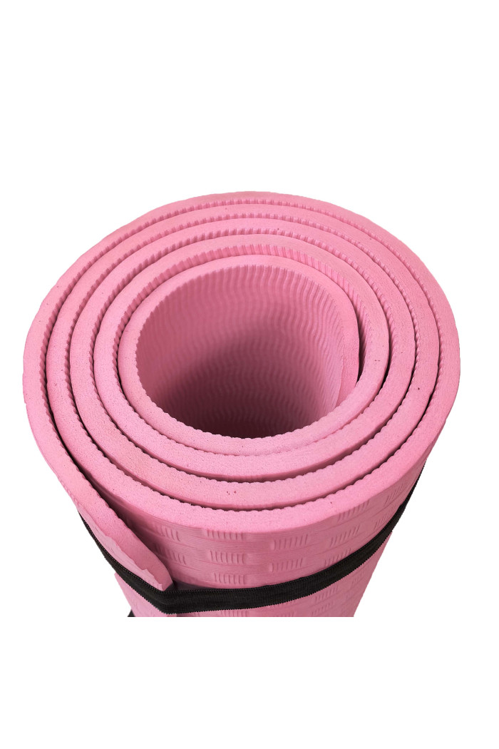 Esterilla de yoga antideslizante con correa (60 cm x 188 cm) - Rosa