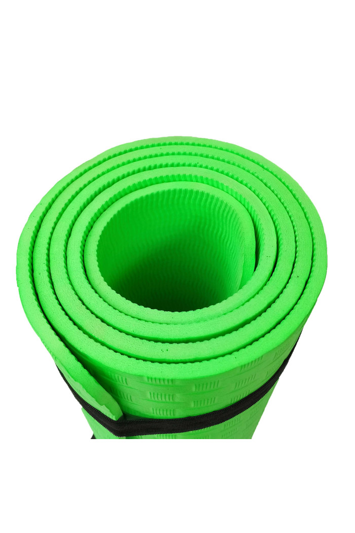 Esterilla de yoga antideslizante con correa (60 cm x 188 cm) - Verde