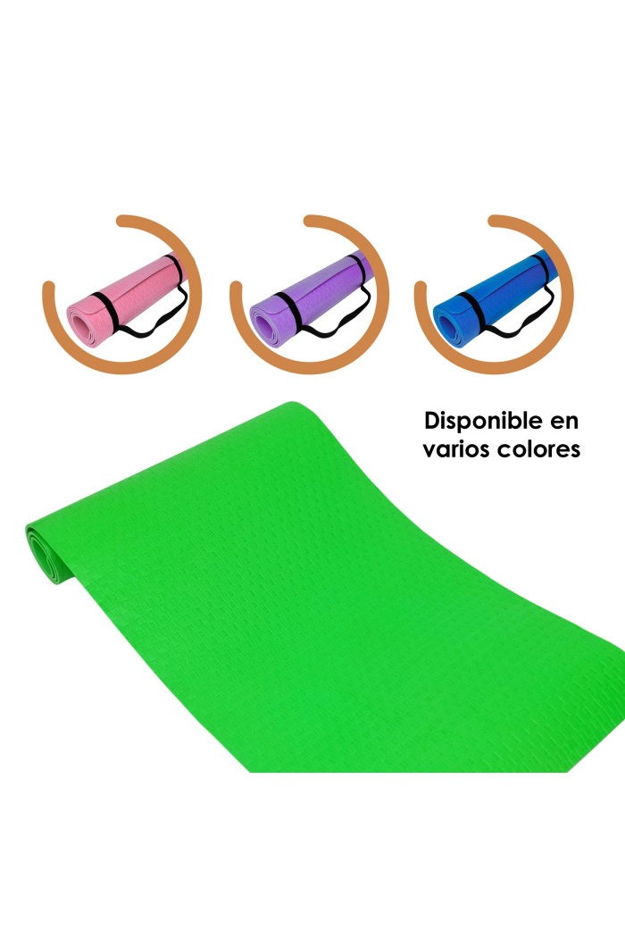 Esterilla de yoga antideslizante con correa (60 cm x 188 cm) - Verde