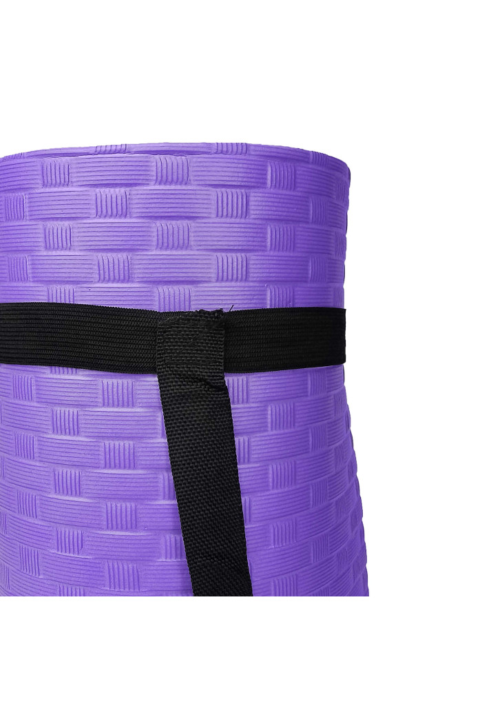 Esterilla de yoga antideslizante con correa (60 cm x 188 cm) - Morado