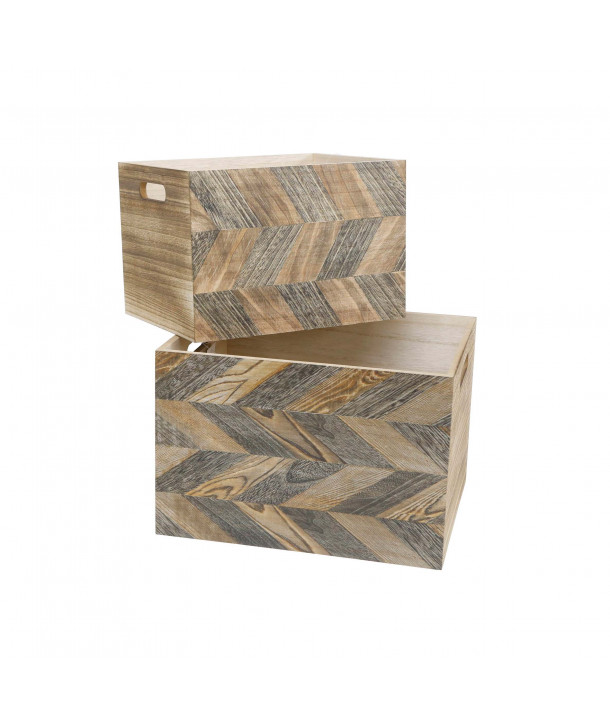 Set 2 cajas de madera bicolor texturas