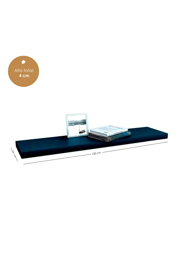 Estante negro de pared madera 100 cm