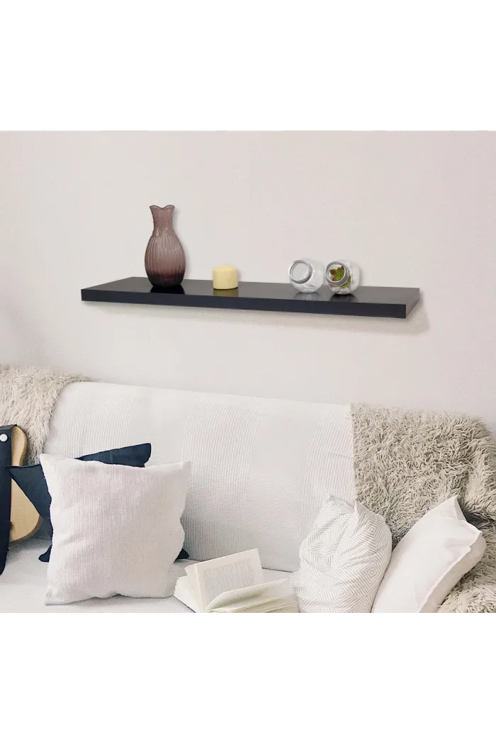 Estante negro de pared madera 100 cm