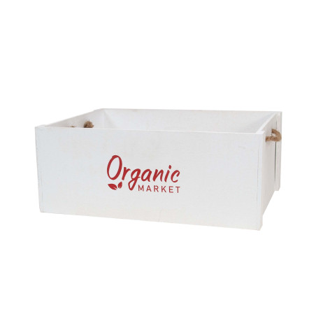 Set 3 cajas de madera "Organic" con asas - Blanco