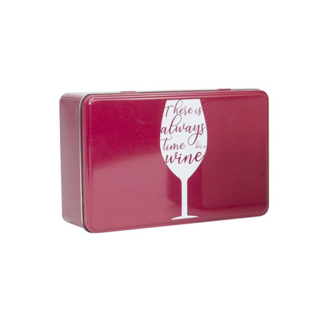 Caja de metal rectangular 20x13 cm - There is always time for a wine