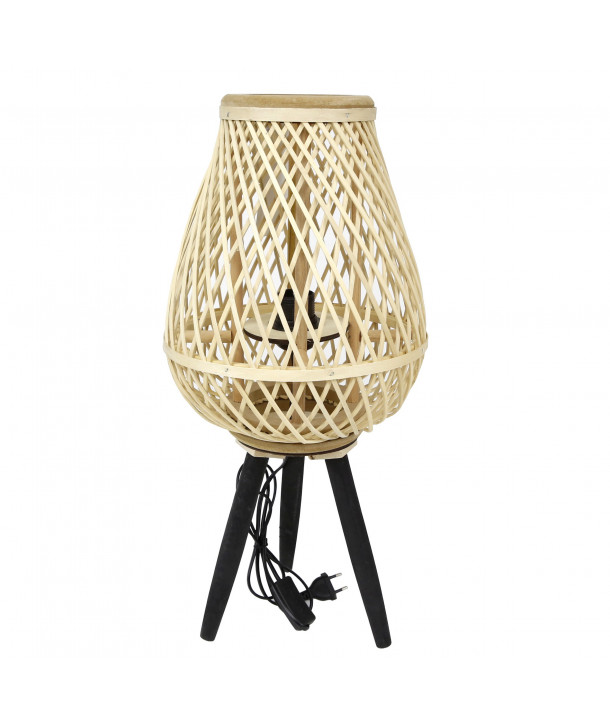 Lámpara de bambú (62 cm) con patas negras