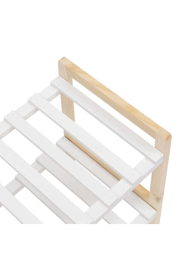 Zapatero de madera 4 niveles - Natural/Blanco
