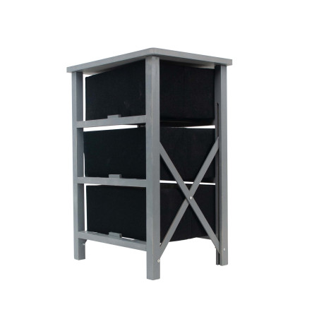 Mueble auxiliar de madera 3 cajones - Gris/Negro