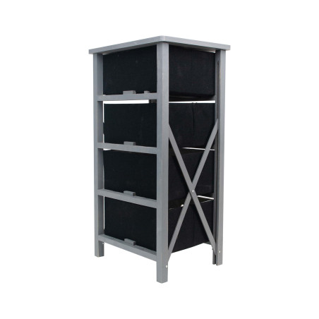 Mueble auxiliar de madera 4 cajones - Gris/Negro