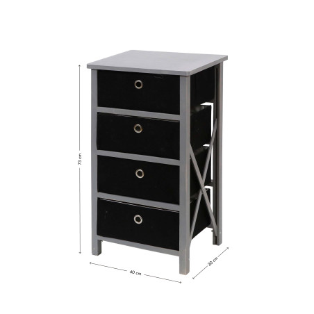 Mueble auxiliar de madera 4 cajones - Gris/Negro