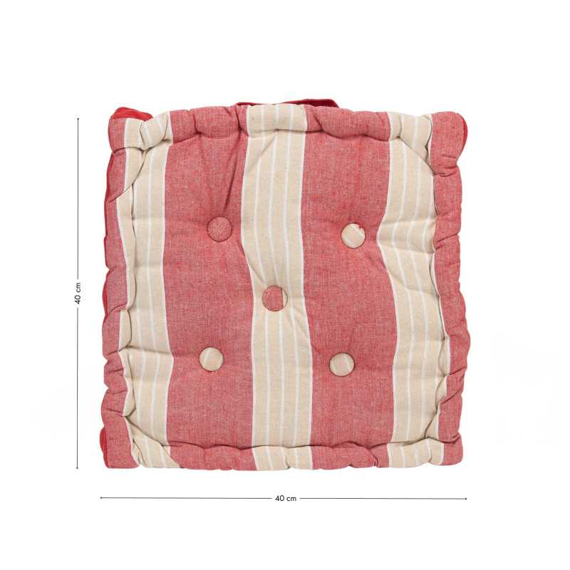 Cojín de suelo (40 x 40 cm) doble cara líneas/rojo