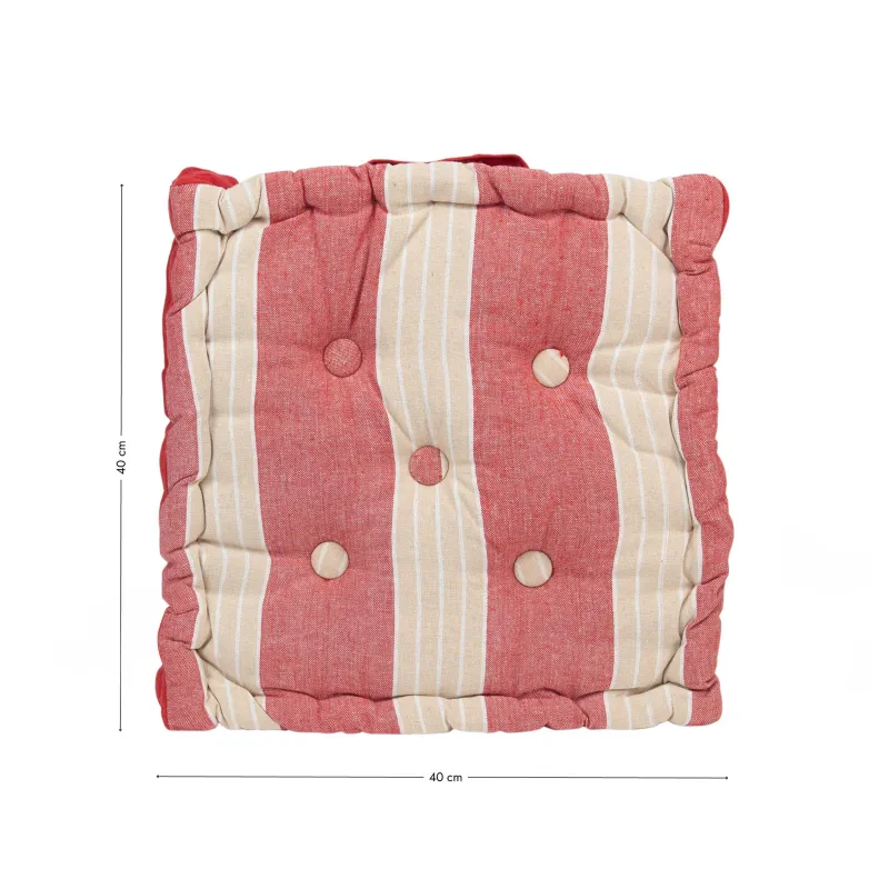 Cojín de suelo (40 x 40 cm) doble cara líneas/rojo