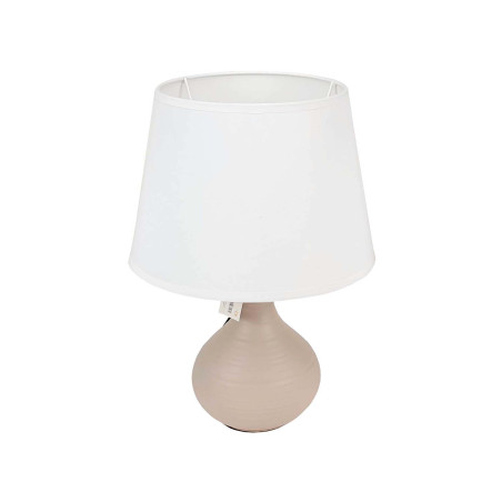 Lámpara mesita noche cerámica y tela - Base rayada beige