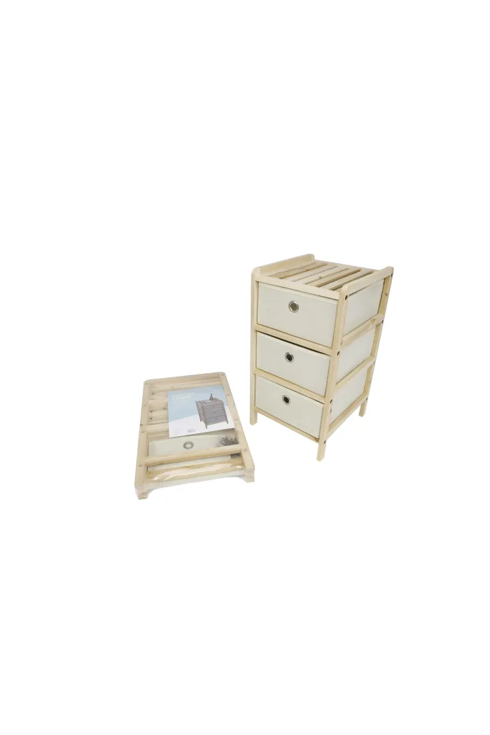 Mueble auxiliar de madera y tela - 3 Cajones