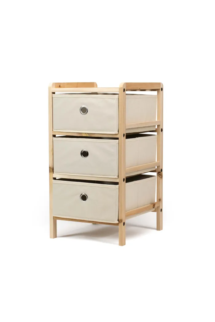 Mueble auxiliar de madera y tela - 3 Cajones