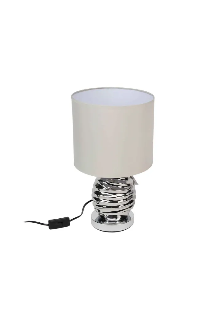 Lámpara para mesa con base de cerámica metalizada - Beige