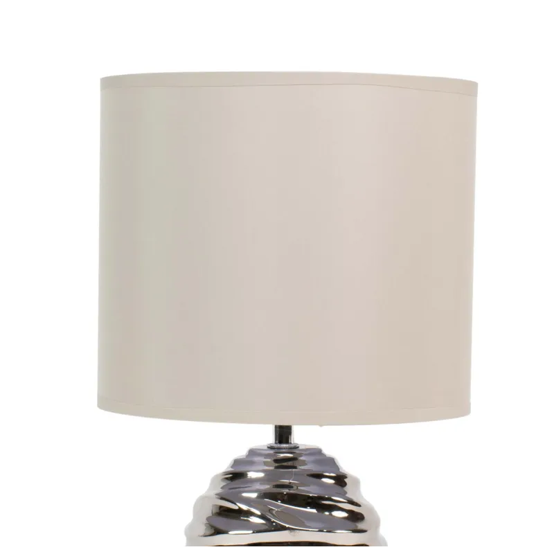 Lámpara para mesa con base de cerámica metalizada - Beige