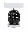 Lámpara moderna para mesa con base negra de cerámica - Blanco