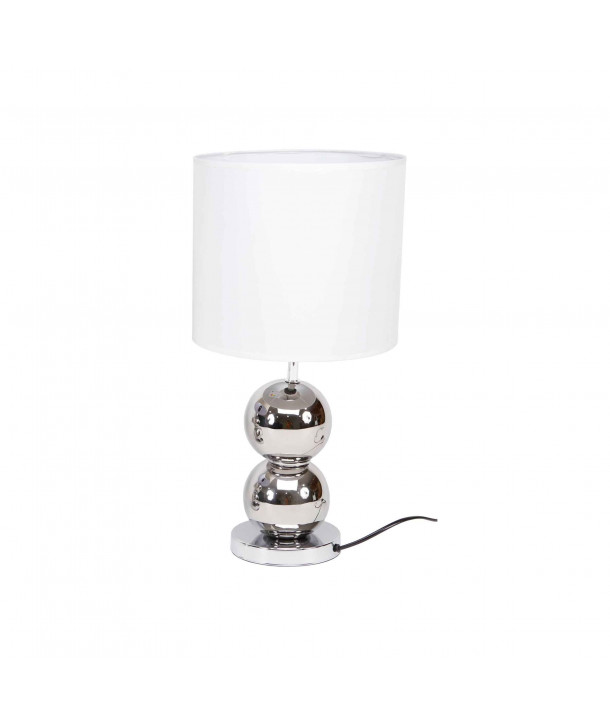 Lámpara para mesa con base metalizada de cerámica - Blanco