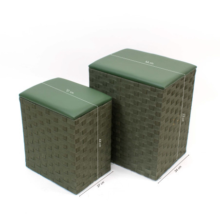 Set de 2 cestos roperos rectangulares - Verde