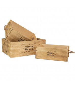 Set de 3 cajas decorativas de madera con asas - Local Garden - THE SECRET  HOME