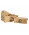 Set de 3 cajas decorativas de madera con asas - Let's Travel
