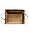 Set de 3 cajas decorativas de madera con asas - Let's Travel