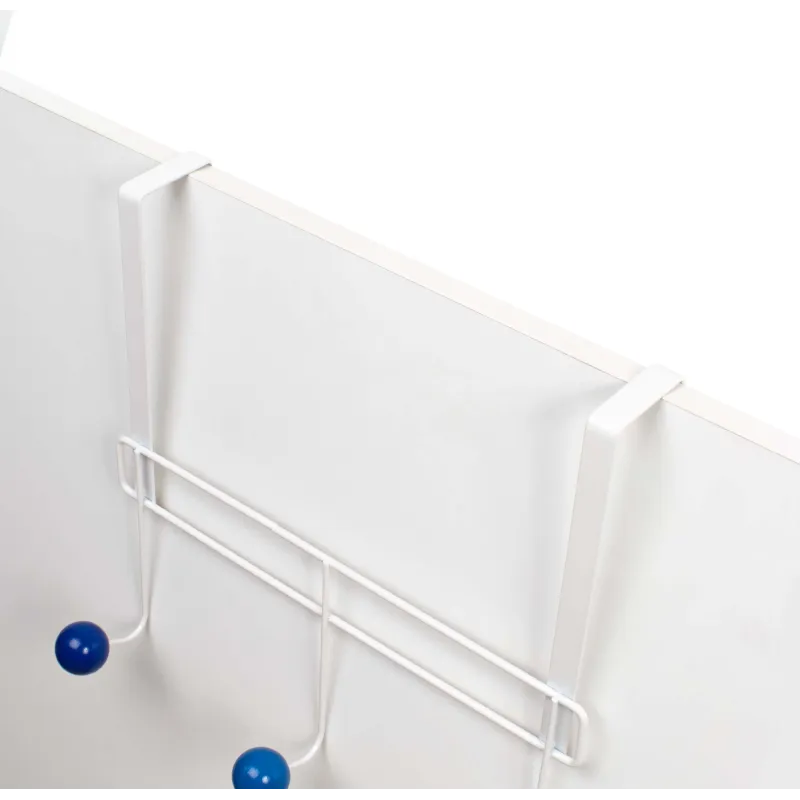 Perchero de puerta metal con 3 colgadores - Blanco