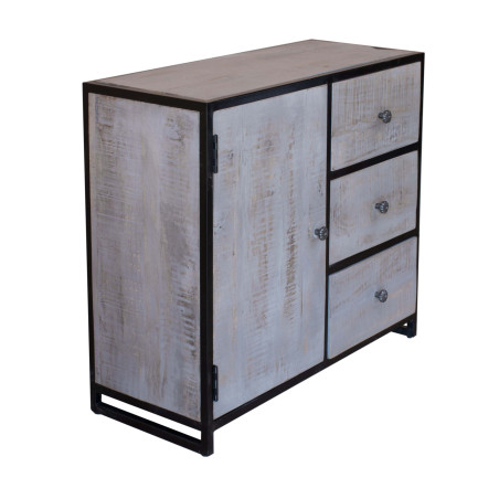 Mueble de madera maciza y metal