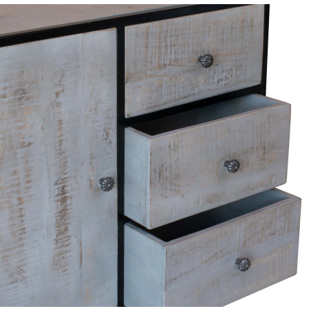 Mueble de madera maciza y metal