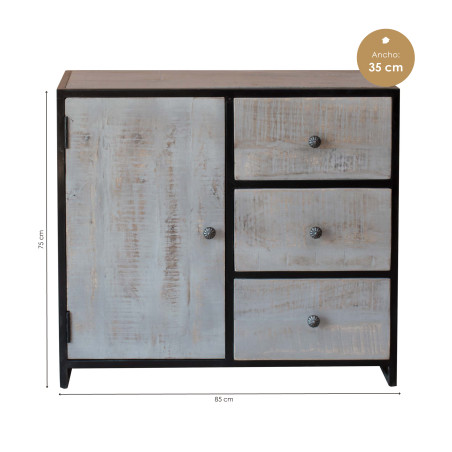 Mueble de madera maciza y metal