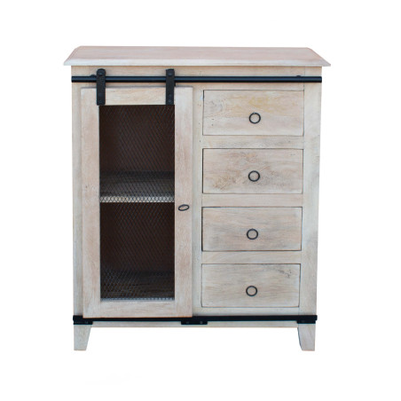 Mueble de madera maciza y metal